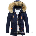 men's cotton-padded jackets thick large fur collar hooded